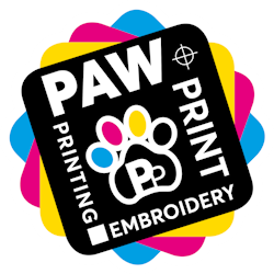 Paw Print printing and embroidery